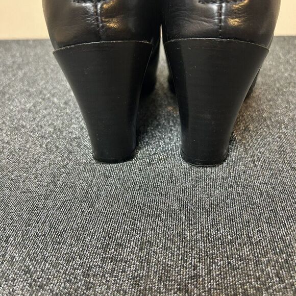 Lilimill T. Moro Black Leather Ankle Boots Italy Back Zip Block Heel 38 US 7.5 - Picture 4 of 9